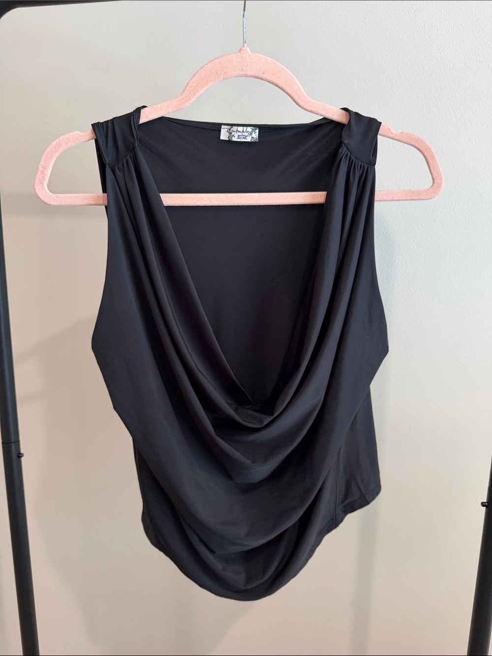 Free People Black Draped Cowl Neck Camisole